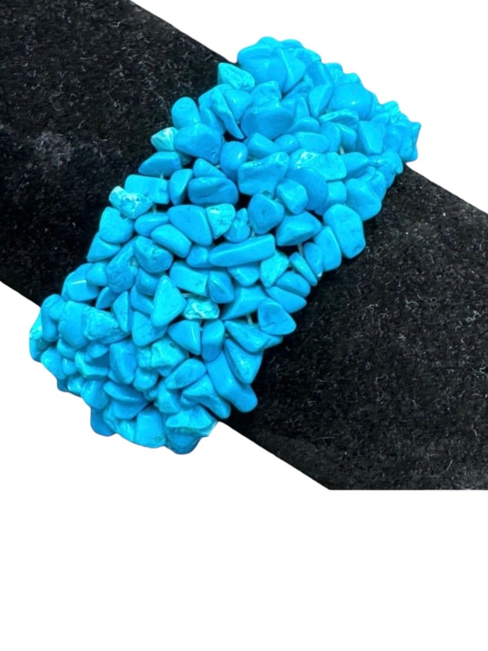 VINTAGE TURQUOISE CHIP 1.25" WIDE STRETCH BRACELET